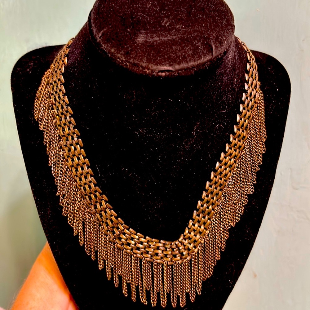 metal woven and fringe necklace - Picture 1 of 5